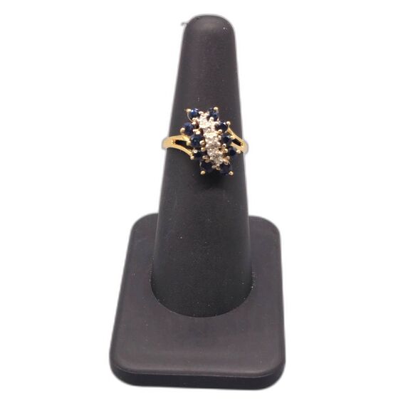 10KT YELLOW GOLD 2.50G DIAMOND & SAPPHIRE RING SIZE 6.25 (159304-1)